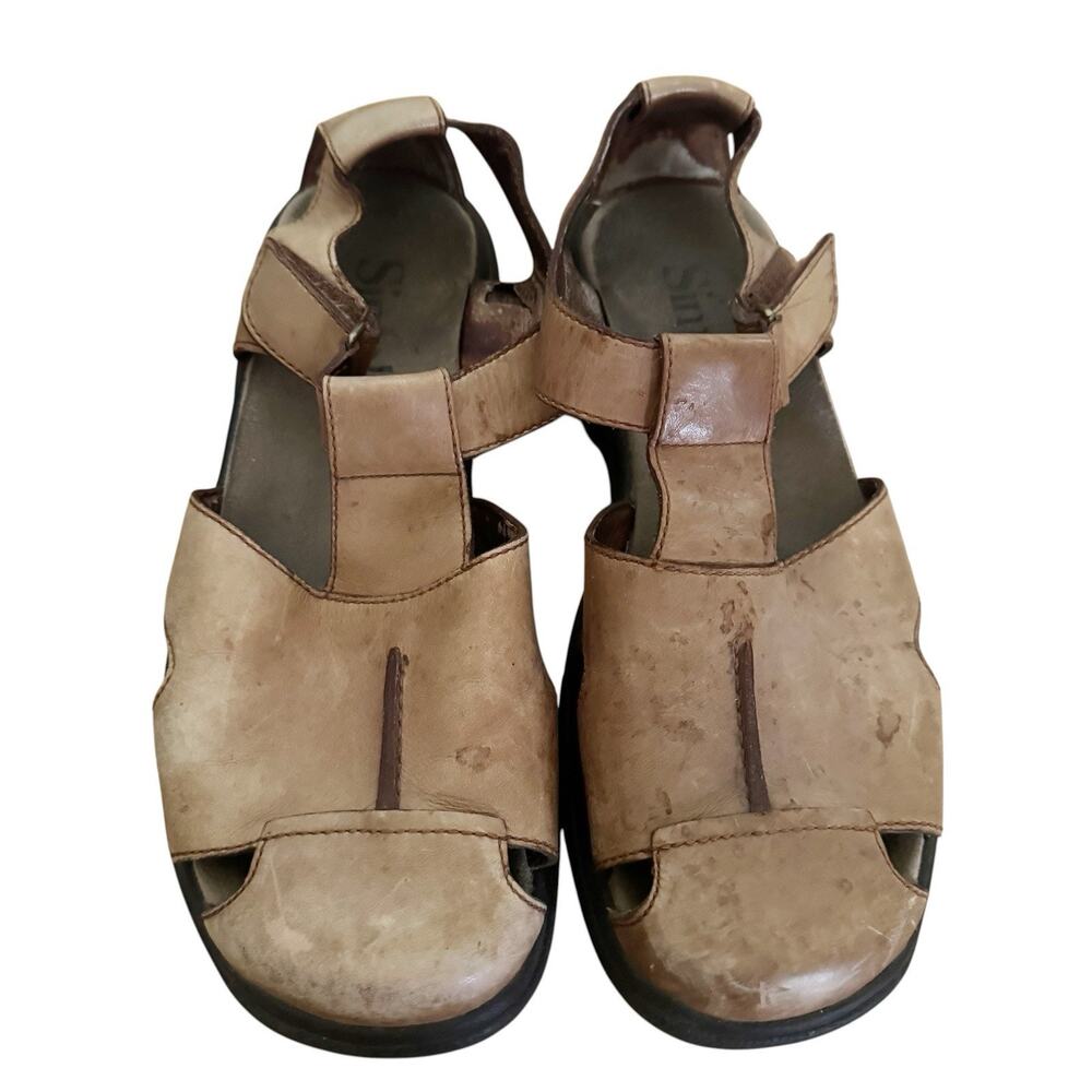 Simple Men 11.5 Beige Leather Sandals Closed Toe